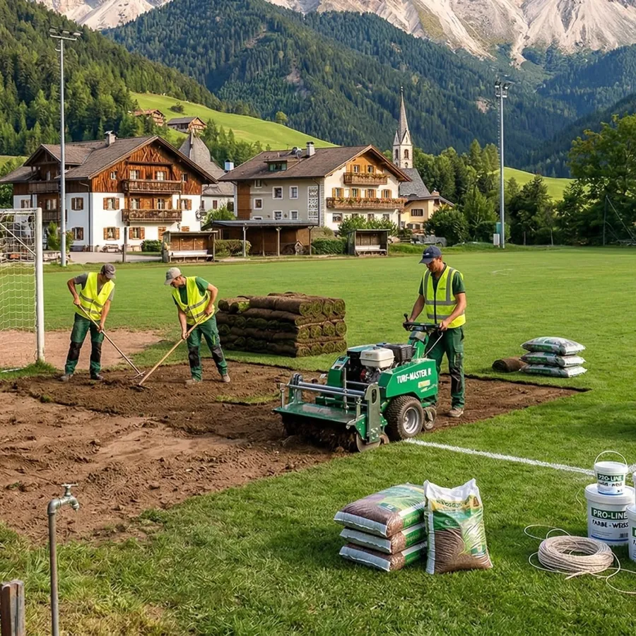 Verbesserung Rasenfußballplatz Bachau in VILPIAN