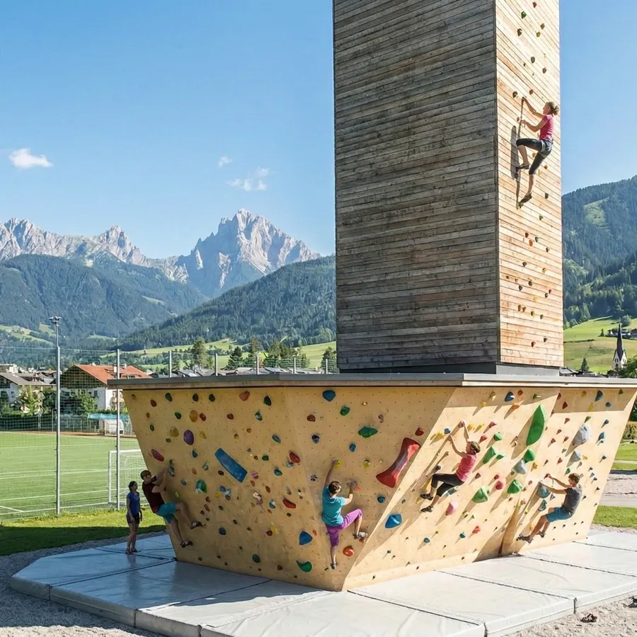 Boulderwand am Kletterturm in Welsberg