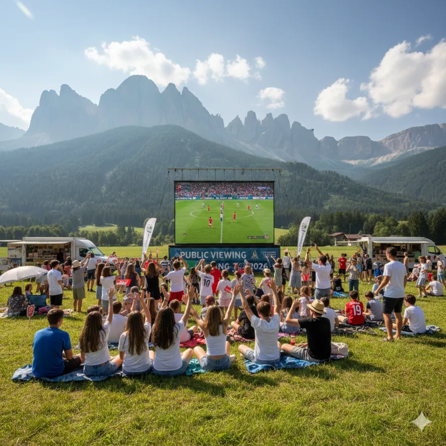 Beamer und Leinwand für Public Viewing