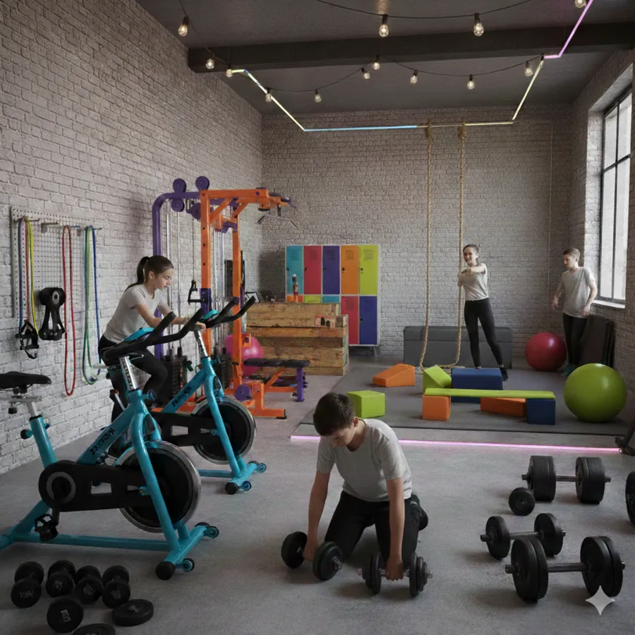 Fitness Geräte im zweiten Stock im Sporttreff