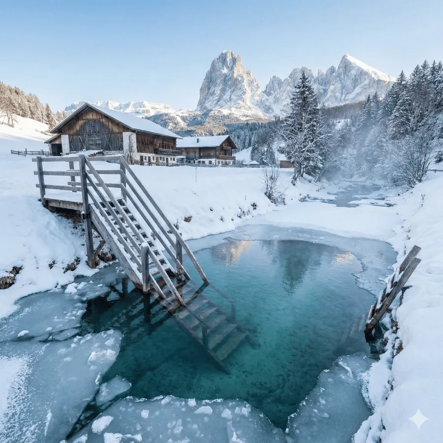 Eisbaden im Grödnerbach